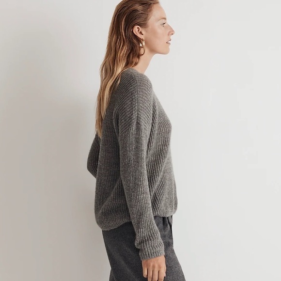 NWOT Madewell ribbed crewneck sweater heather pewter grey - Picture 2 of 7